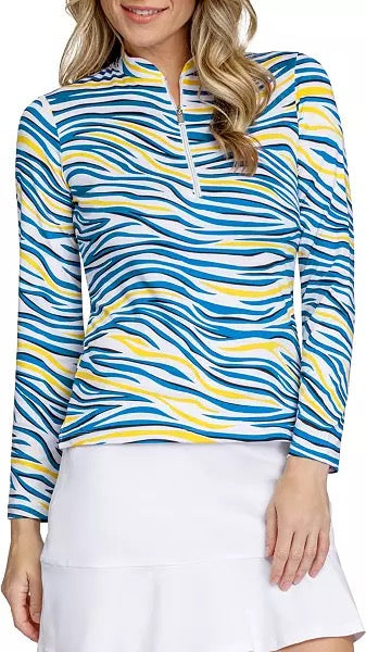 Tail Activewear Kit Long Sleeve Golf Top - Zebra Tails Size S MSP$100