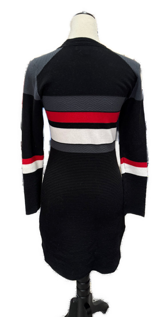 Krimson Klover Black, Red & White Stripe Soothe Sweater Dress Size M MSP$149
