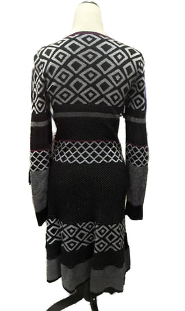 Krimson Klover Black & Gray Geo Scoop-neck Sweater Dress Size M MSP$149 - 0