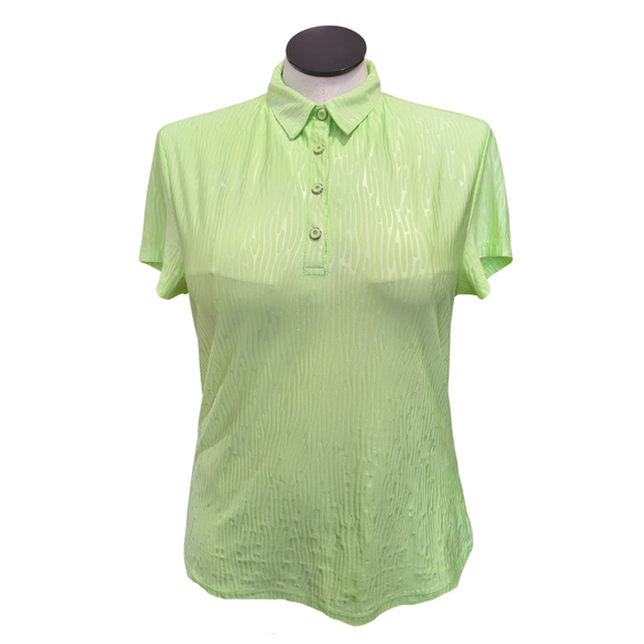 Jamie Sadock Women's Short Sleeve Lime Textured Snap Golf Top Size L MSP$95