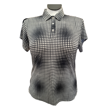 Jamie Sadock Black & Gray Grid Print Shot Sleeve Golf Top Size L MSP$95