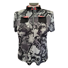Jamie Sadock Black, White & Gray Snakeskin Print Golf Top Size L MSP$88