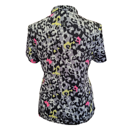 Jamie Sadock Simplicite Gray & Black Animal Print Golf Top Size L - 0