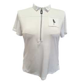 New Jamie Sadock Women's White Short Sleeve Zip Golf Top Size L MSP$93