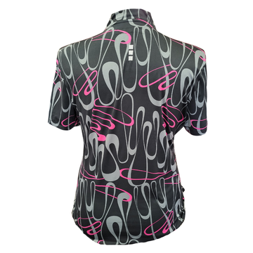 Jamie Sadock Black, Gray & Pink Short Sleeve Golf Top Size L MSP$96 - 0
