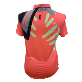 Jamie Sadock Bright Coral & Gray Short Sleeve Golf Top Size L MSP$98 - 0