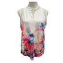 Lucky in Love White Floral Print Sleeveless Tank Size M MSP$68-1