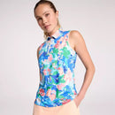 New Walter Hagen Sleeveless Golf Polo - Blue Gouache Floral MSP$55-1