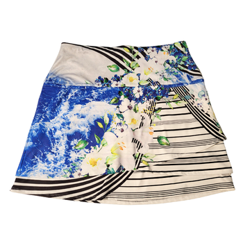 Lucky in Love White Floral & Stripe Print Golf Skort Size M MSP$105