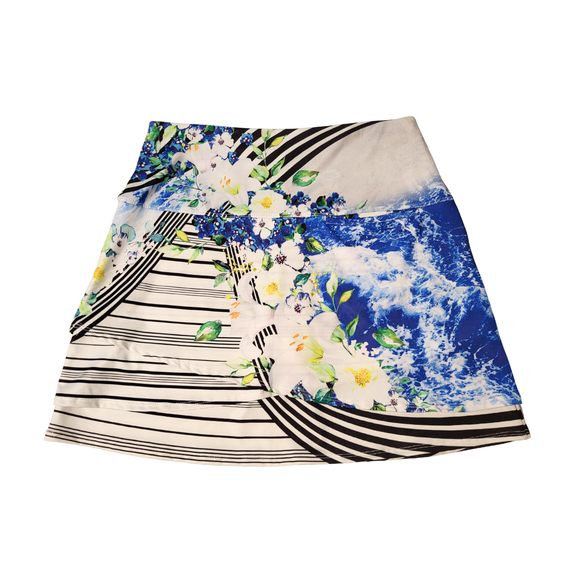 Lucky in Love White Floral & Stripe Print Golf Skort Size M MSP$105
