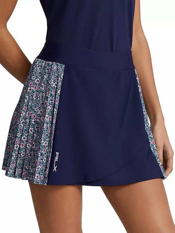 Ralph Lauren RLX Side Pleated Golf Skort - Navy/Botanical Prep Size L MSP$168