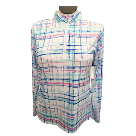 San Soleil Pastel Plaid Long Sleeve Sun Shirt Size XL MSP$110