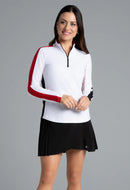 New Ibkul Women's Color Block Long Sleeve Zip Mock Sun Shirt-1