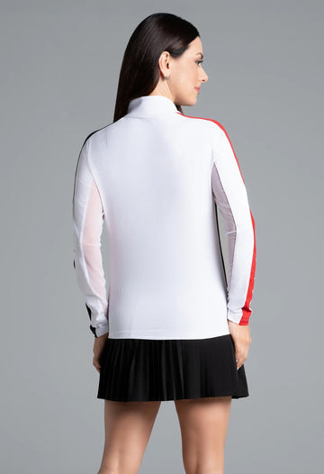 New Ibkul Women's Color Block Long Sleeve Zip Mock Sun Shirt - 0