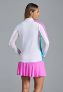 New Ibkul Women's Color Block Long Sleeve Zip Mock Sun Shirt-4