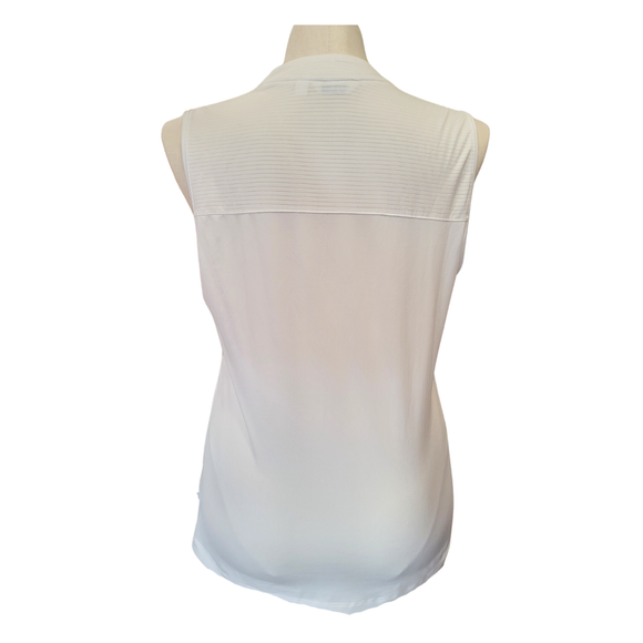 Lady Hagen White 1/4 Hidden Zip Sleeveless Top Size L