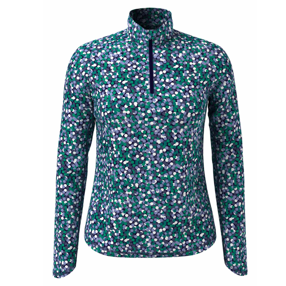 New Callaway Womens Hexagon Confetti Print Sun Protection Quarter Zip Golf Pullover Size XL