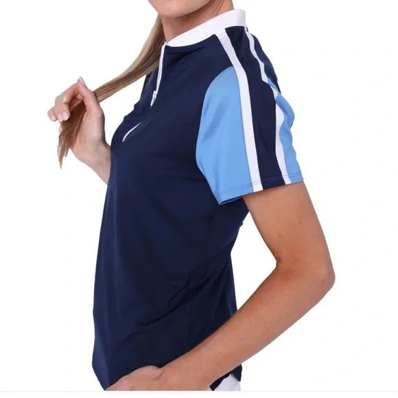 New Belyn Key Venus Short Sleeve Golf Top - Ink/Marie Size S MSP$108