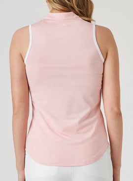 New Straight Down Georgia Stripe Sleeveless Golf Polo- Flamingo  MSP$92 - 0