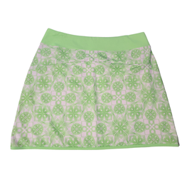 Annika by Cutter & Buck Lime & White Aztec Print Golf Score Size L MSP$100 - 0