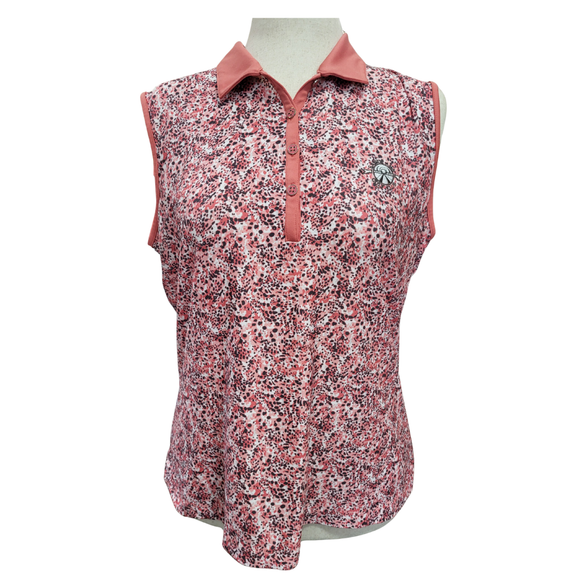 New Ahead Performance Coral Speckled Sleeveless Polo w/ Logo
