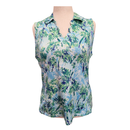 Coral Bay Blue & Green Palm Tree Print Sleeveless Golf Polo Size L-1