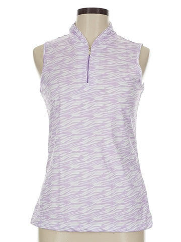 Greg Norman Women's Lavender Print Sleeveless Golf Polo Size M MSP$79