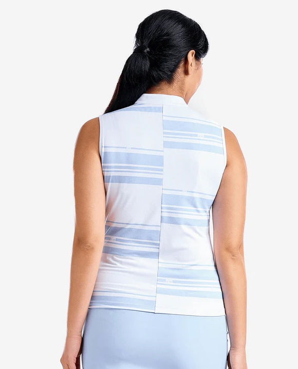 New Nivo Sport Victoria Sleeveless Golf Polo - Gentle Blue Size M MSP$80
