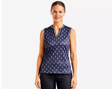 New Nivo Sport Noa II Sleeveless Mock Golf Top - Navy Size M MSP$82
