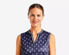 New Nivo Sport Noa II Sleeveless Mock Golf Top - Navy Size M MSP$82 - 0