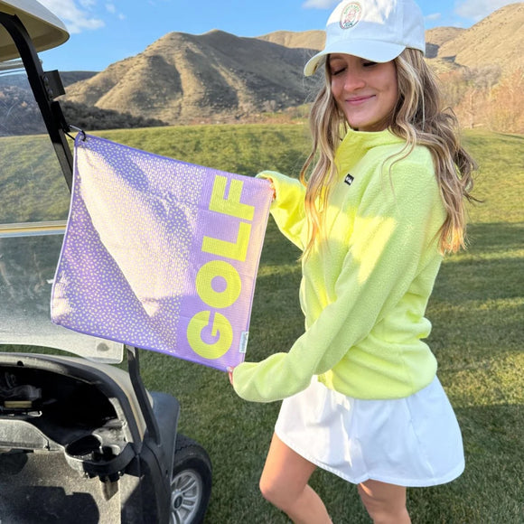 New Birdie Girl Lilac Leopard Magnetic Golf Towel