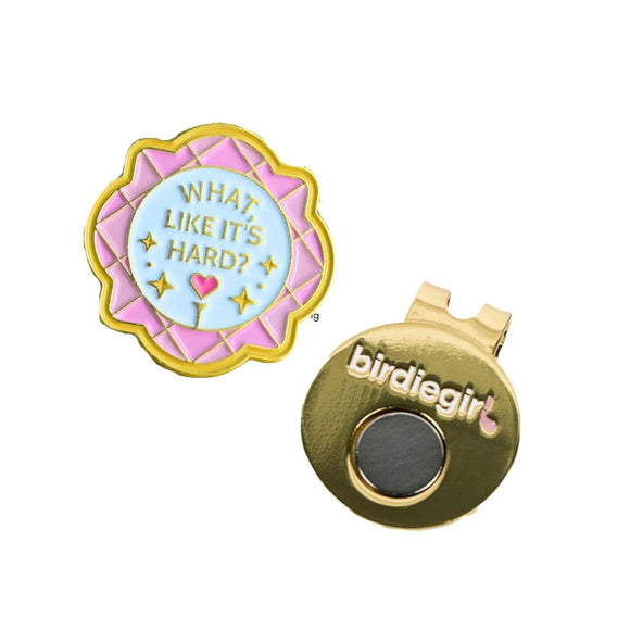 New Birdie Girl "What Like It's Hard" Ball Marker & Hat Clip