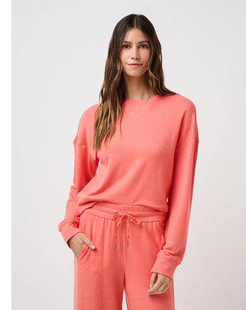 New TravisMathew Women's Cloud Terry Crew - Porcelain Rose Size S