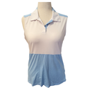 Antigua White & Light Blue Colorblock Sleeveless Golf Polo Size L-1