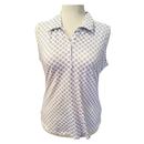 Greg Norman Women's White & Lavender Floral Sleeveless Golf Polo Size L MSp$79-1