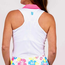 New TJ Sport Racerback Golf Shirt - White/Neon Pink MSP$82 - 0