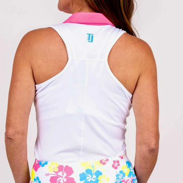 New TJ Sport Racerback Golf Shirt - White/Neon Pink MSP$82 - 0