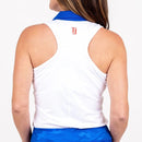 New TJ Sport Women's Racerback Golf Shirt White/Royal MSP$82-2