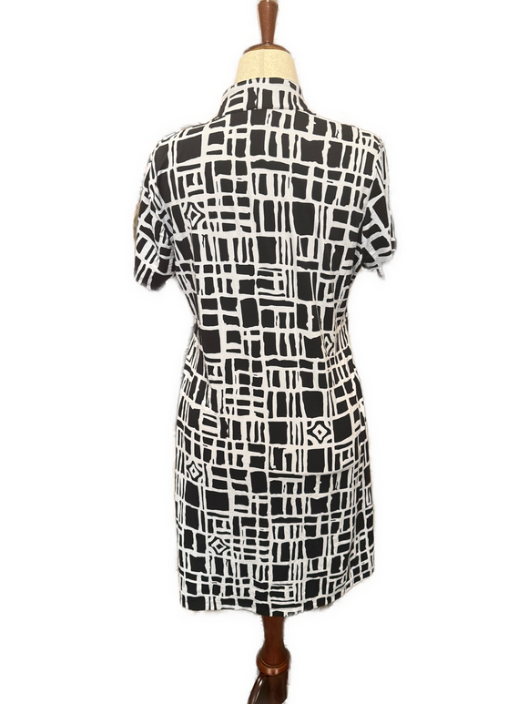 New Ibkul Black Out of the Box Zip Mock Golf Dress Size L MSP$100