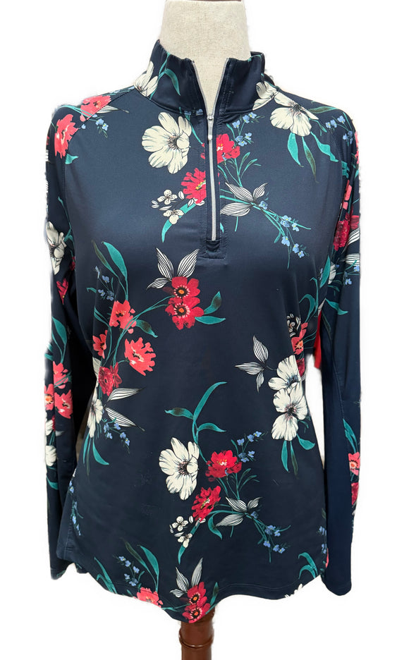Lady Hagen Navy Floral Long Sleeve Golf Top MSP$70
