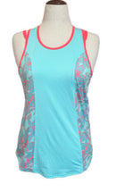New Jofit Aqua & Teal Floral Tennis Tank MSP$70-1
