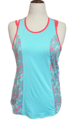 New Jofit Aqua & Teal Floral Tennis Tank MSP$70