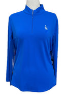 New Ibkul Solid Long Sleeve Mock Neck Sun Shirt w/ Logo MSP$94-1
