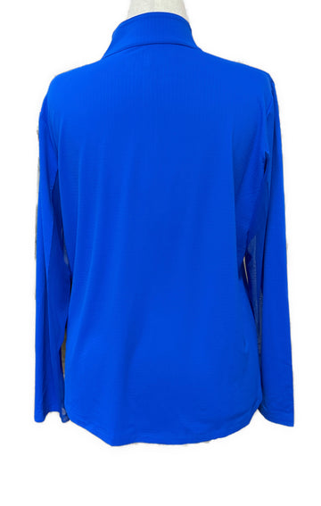 New Ibkul Solid Long Sleeve Mock Neck Sun Shirt w/ Logo MSP$94 - 0
