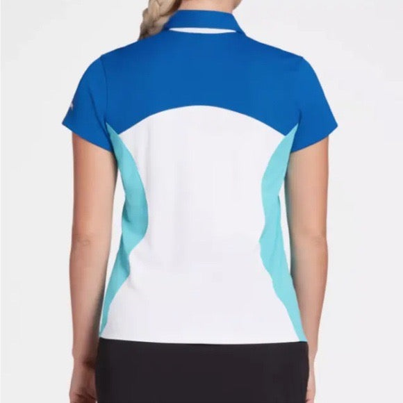 New Slazenger Women's Blue & White Color Block Golf Polo Size XL