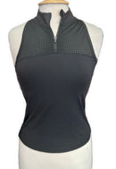 Athleta Black Mesh Cropped Zip Tank Size S-1