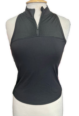 Athleta Black Mesh Cropped Zip Tank Size S