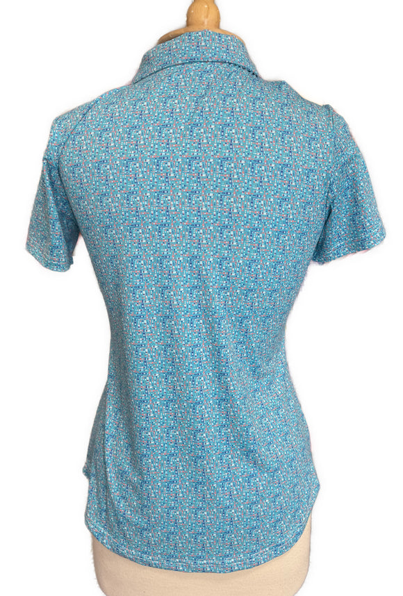 New Scales Women's Aqua Sea Glass Golf Polo Size S MSP$80