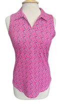 New Scales Gear Hot Pink Sea Glass Sleeveless Polo Size S MSP$80-1
