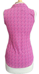 New Scales Gear Hot Pink Sea Glass Sleeveless Polo Size S MSP$80-2